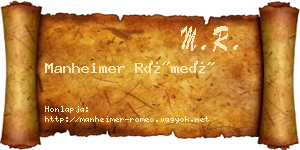 Manheimer Rómeó névjegykártya